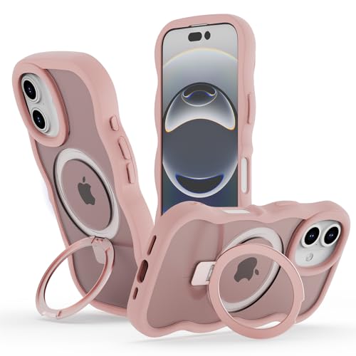 OnlyShield Hülle für iPhone 16 mit Ständer, Magnetischer Handyhülle mit Standring Wellen Lockige Form Transluzente Matt Rückseite Schutzhülle Kompatibel mit Magsafe, pink OnlyShield Hülle für iPhone 16 mit Ständer, Magnetischer Handyhülle mit Standring Wellen Lockige Form Transluzente Matt Rückseite Schutzhülle Kompatibel mit Magsafe, pink von OnlyShield