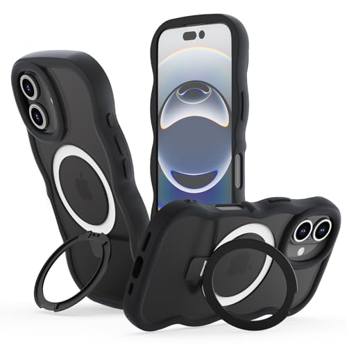OnlyShield Hülle für iPhone 16 mit Ständer, Magnetischer Handyhülle mit Standring Wellen Lockige Form Transluzente Matt Rückseite Schutzhülle Kompatibel mit Magsafe, schwarz OnlyShield Hülle für iPhone 16 mit Ständer, Magnetischer Handyhülle mit Standring Wellen Lockige Form Transluzente Matt Rückseite Schutzhülle Kompatibel mit Magsafe, schwarz von OnlyShield