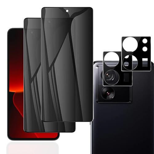 Panzerglasfolie für Xiaomi 13T / Mi 13T Pro, Sichtschutz Schutzfolie Anti-Spy Privatsphäre Tempered Glas Dunkel Privacy Folie Blickschutzfolie Displayschutzfolie mit Kamera Linse Folie (2+2 STÜCKE) von OnlyShield