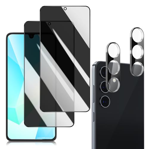 für Samsung Galaxy A16 4G/5G Sichtschutz, Anti-Spy PanzerGlasFolie Matt Dunkel Schwarze Folie Displayschutz Glas, Blickschutzfolie Privacy Tempered Glas mit Kamera Linse Schutzfolie (2+2 Stück) von OnlyShield
