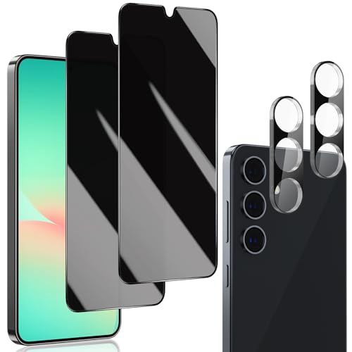 für Samsung Galaxy A26 4G/5G Sichtschutz, Anti-Spy PanzerGlasFolie Matt Dunkel Schwarz Folie Displayschutz Glas, Blickschutzfolie Privacy Tempered Glas mit Kamera Linse Schutzfolie (2+2Stück) von OnlyShield