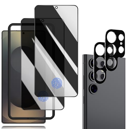 für Samsung Galaxy S25 Ultra Sichtschutz, Anti-Spy PanzerGlasFolie Dunkel Schwarze Folie Displayschutz Glas [mit Fingerabdruck], Blickschutzfolie Privacy Glas mit Kamera Schutzfolie (2+2 Stück) von OnlyShield