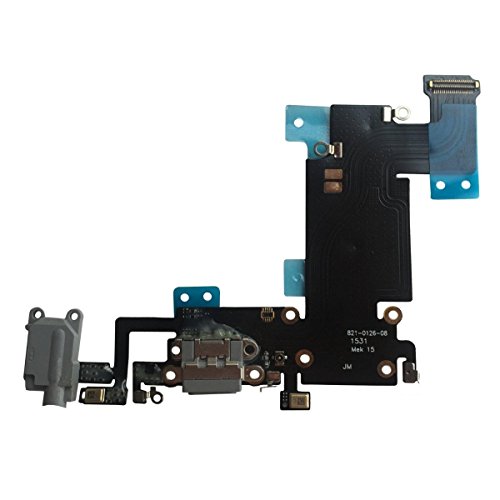 OnlyTech - Ladebuchse Dock-Anschluss mit Flex-Antenne, Mikrofon, Kopfhöreranschluss und Ladebuchse kompatibel mit iPhone 6S Plus Grau von OnlyTech