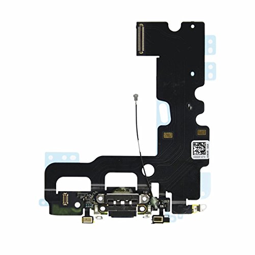 OnlyTech - Ladebuchse Dock-Anschluss mit Flex-Antenne, Mikrofon, Kopfhöreranschluss und Ladebuchse kompatibel mit iPhone 7 Schwarz von OnlyTech