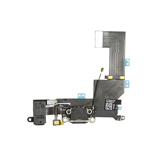 OnlyTech - Ladebuchse Dock-Anschluss mit Flex-Antenne, Mikrofon, Kopfhöreranschluss und Ladebuchse kompatibel mit iPhone SE Schwarz von OnlyTech