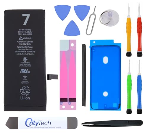OnlyTech - Premium-Ersatzakku für iPhone 7 – 1960 mAh, identisch mit dem Original – Set mit 12 professionellen Werkzeugen und Bildschirmkleber inklusive OnlyTech - Premium-Ersatzakku für iPhone 7 – 1960 mAh, identisch mit dem Original – Set mit 12 professionellen Werkzeugen und Bildschirmkleber inklusive von OnlyTech