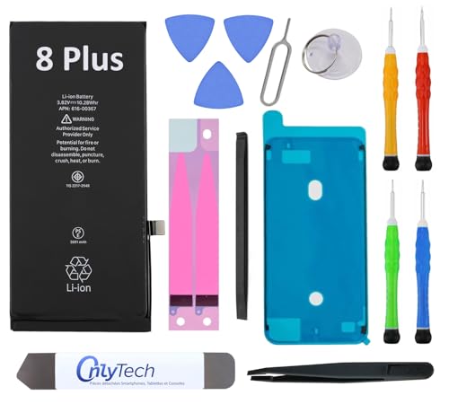 OnlyTech Premium Ersatzakku für iPhone 8 Plus – 2691 mAh, identisch mit dem Original, Set mit 12 professionellen Werkzeugen und Display-Aufkleber von OnlyTech