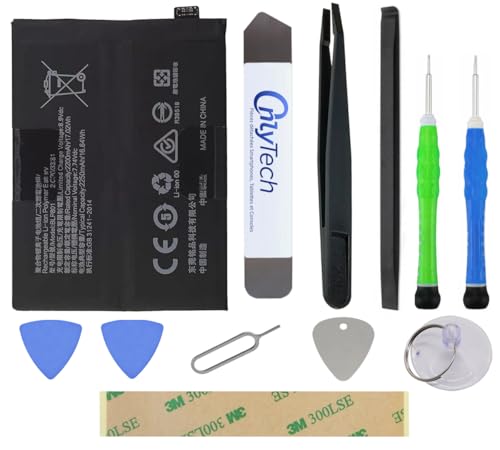 OnlyTech - Reparatur-Set Premium Ersatzakku BLP801 für OnePlus 8T – 4500 mAh – identische Qualität mit 10 Werkzeugen und Klebstoff OnlyTech - Reparatur-Set Premium Ersatzakku BLP801 für OnePlus 8T – 4500 mAh – identische Qualität mit 10 Werkzeugen und Klebstoff von OnlyTech