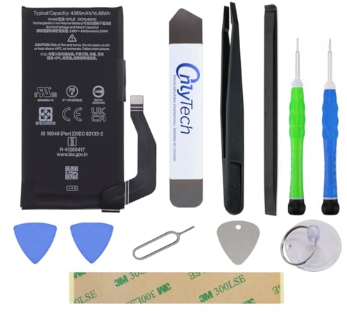 OnlyTech - Reparatur-Set Premium Ersatzakku GP5JE für Google Pixel 7A – 4385 mAh – Originalqualität mit 10 Werkzeugen und Klebstoff von OnlyTech