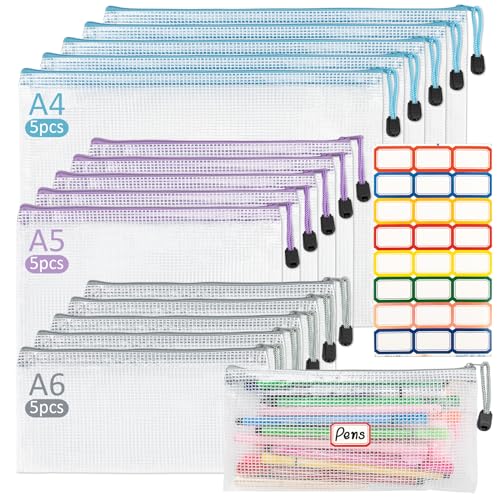 Onlyesh 15 Stück Dokumententasche A4+A5+A6 mit Etiketten Selbstklebend, Dokumententasche A4 mit Reißverschluss, für Dokumente, Papier, Schule Onlyesh 15 Stück Dokumententasche A4+A5+A6 mit Etiketten Selbstklebend, Dokumententasche A4 mit Reißverschluss, für Dokumente, Papier, Schule von Onlyesh