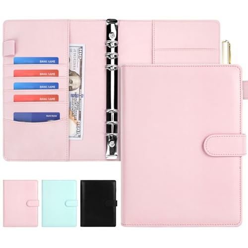 Onlyesh Ringbuch A5, Ringbuch A5 Nachfüllbar, 6 Loch, Innenpapier Nicht Enthalten, Budget Planer mit Magnetischer Schnalle für Büros Zuhause Schule, Rosa) von Onlyesh