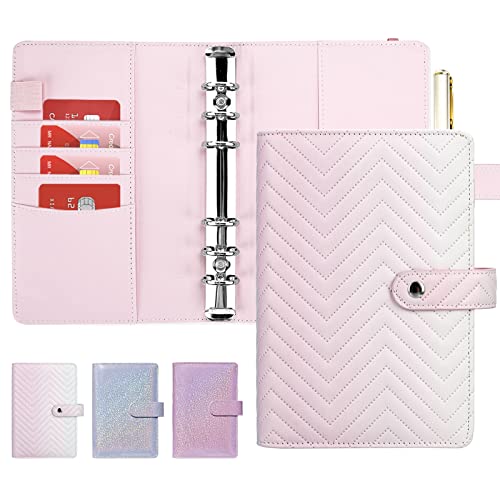 Onlyesh Budget Planner, 6 Löcher PU Leder Ringbuch, Budget Binder mit Einzigartiger Schnappschnalle, für A6 Budgetblätter, Binder Taschen und Bargeld (Farbverlauf Rosa) Onlyesh Budget Planner, 6 Löcher PU Leder Ringbuch, Budget Binder mit Einzigartiger Schnappschnalle, für A6 Budgetblätter, Binder Taschen und Bargeld (Farbverlauf Rosa) von Onlyesh