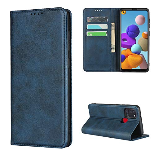Copmob Hülle Samsung Galaxy A21S,Premium Flip Leder Brieftasche Ledertasche,[3 Kartensteckplatz][Ständerfunktion][Magnetverschluss],Schutzhülle Handyhülle für Samsung Galaxy A21S - Blau von Onpro