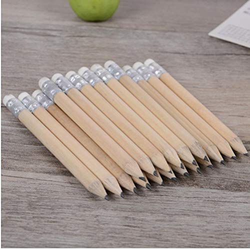 Onsinic Mini-Größe Einfacher Holz Bleistift 5pcs Kurze Größe Log Bleistift mit Radiergummi für Schulbüro Schreiben Zeichnung und Skizzierung von Onsinic