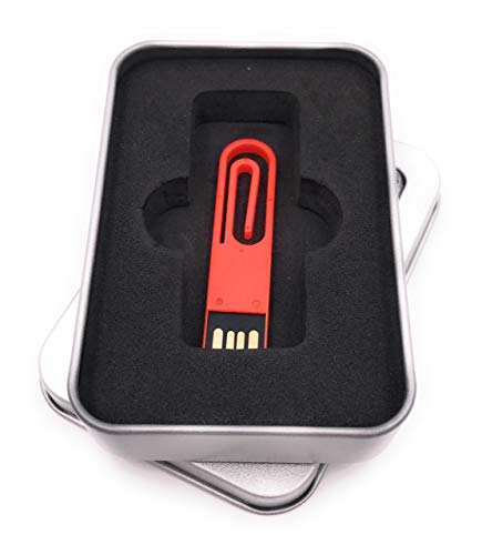 Onwomania Büroklammer Klammer Briefklammer Papier rot USB Stick in Alu Geschenkbox 16 GB USB 2.0 von Onwomania