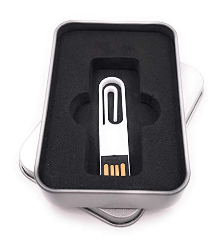 Onwomania Büroklammer Klammer Briefklammer Papier weiß USB Stick in Alu Geschenkbox 16 GB USB 2.0 von Onwomania