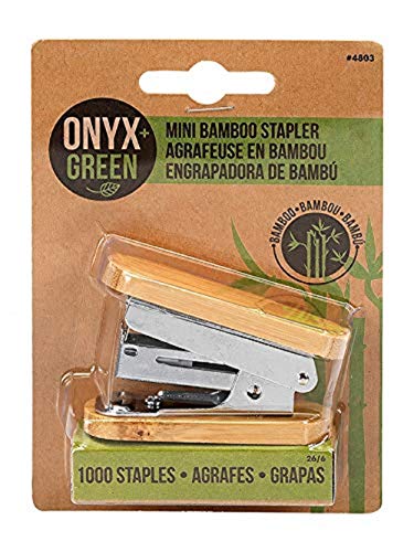 Onyx and Green Mini-Heftgerät mit 1000 Heftklammern, Bambus (4803) von Onyx and Green