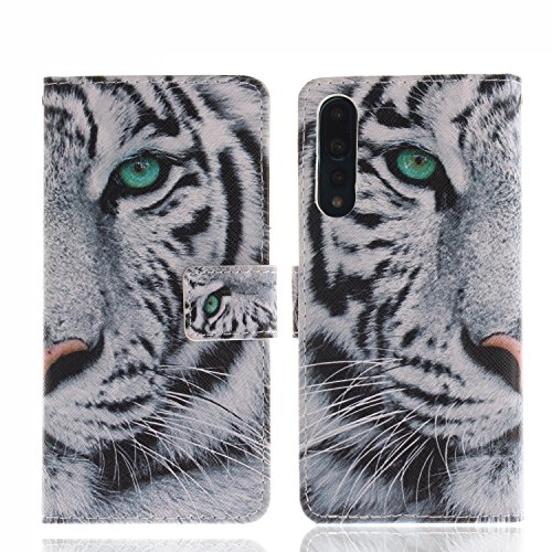 Ooboom® Huawei P20 Pro Hülle Flip PU Leder Schutzhülle Handy Tasche Case Cover Wallet Standfunktion mit Kartenfächer Magnetverschluss für Huawei P20 Pro - Tiger Weiß von Ooboom