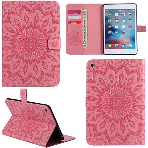 Ooboom® Neues iPad 2017 9.7" Hülle Sonnenblume Muster Flip PU Leder Schutzhülle Tasche Smart Case Cover Stand mit Kartenfach für Neues iPad 2017 9.7" - Hell Rosa von Ooboom