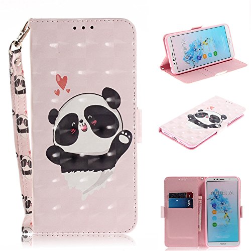 Ooboom® Nokia 7 Plus Hülle 3D Magnetische Flip PU Leder Schutzhülle Handy Tasche Case Cover Ständer mit Kartenfächer Kreditkartenfach Trageschlaufe für Nokia 7 Plus - Liebe Panda von Ooboom