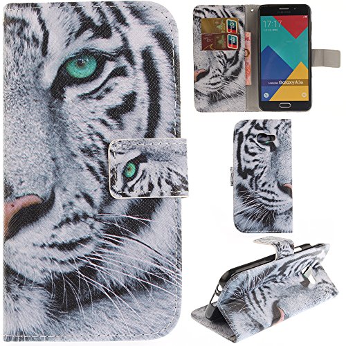 Ooboom® Samsung Galaxy A3 2017 Hülle Flip PU Leder Schutzhülle Handy Tasche Case Cover Wallet Standfunktion mit Kartenfächer Magnetverschluss für Samsung Galaxy A3 2017 - Tiger Weiß von Ooboom