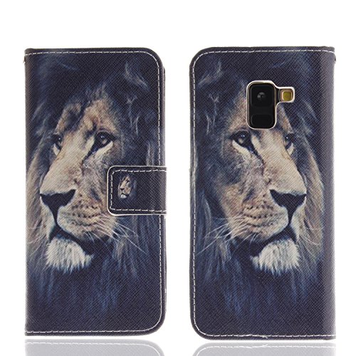 Ooboom® Samsung Galaxy A8 2018 Hülle Flip PU Leder Schutzhülle Handy Tasche Case Cover Wallet Standfunktion mit Kartenfächer Magnetverschluss für Samsung Galaxy A8 2018 - Löwe von Ooboom