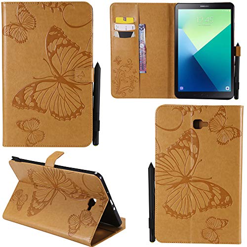 Ooboom® Samsung Galaxy Tab A 10.1 Hülle 3D Schmetterling Muster Prämie PU Leder Schutzhülle Tasche Smart Cover Case Flip Wallet Brieftasche Ständer für Samsung Galaxy Tab A 10.1 - Gelb von Ooboom
