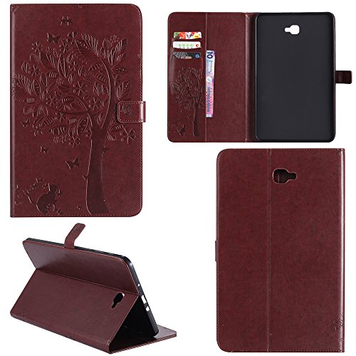 Ooboom® Samsung Galaxy Tab A 10.1 Hülle Katze Baum Muster Flip PU Leder Schutzhülle Tasche Case Smart Cover Standfunktion für Samsung Galaxy Tab A 10.1 - Braun von Ooboom