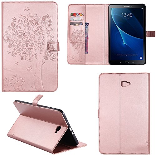 Ooboom® Samsung Galaxy Tab A 10.1 Hülle Katze Baum Muster Flip PU Leder Schutzhülle Tasche Case Smart Cover Standfunktion für Samsung Galaxy Tab A 10.1 - Rose Gold von Ooboom