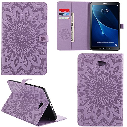 Ooboom® Samsung Galaxy Tab A 10.1 Hülle Sonnenblume Muster Flip PU Leder Schutzhülle Tasche Smart Case Cover Stand mit Kartenfach für Samsung Galaxy Tab A 10.1 - Lila von Ooboom