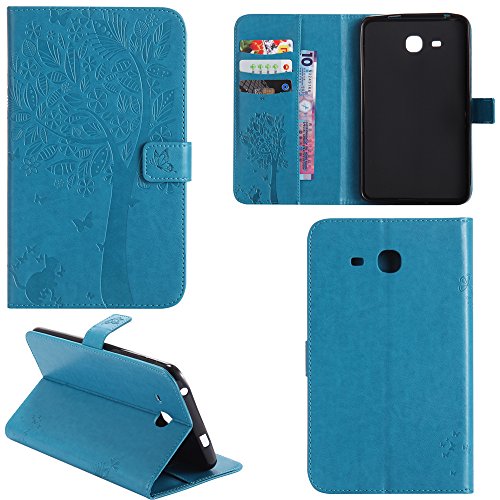 Ooboom® Samsung Galaxy Tab A 7.0 Hülle Katze Baum Muster Flip PU Leder Schutzhülle Tasche Case Smart Cover Standfunktion für Samsung Galaxy Tab A 7.0 - Blau von Ooboom