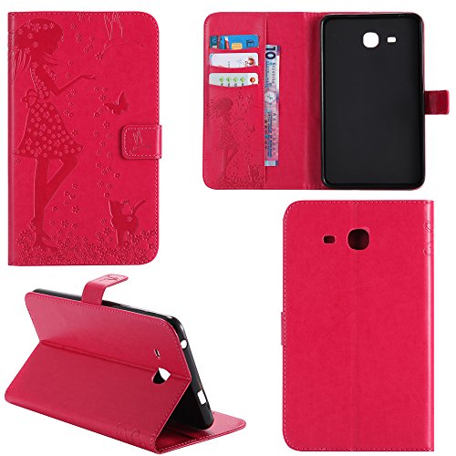 Ooboom® Samsung Galaxy Tab A 7.0 Hülle Smart Cover Prägen Mädchen Muster Flip PU Leder Tasche Brieftasche Wallet Case für Samsung Galaxy Tab A 7.0 - Rot von Ooboom