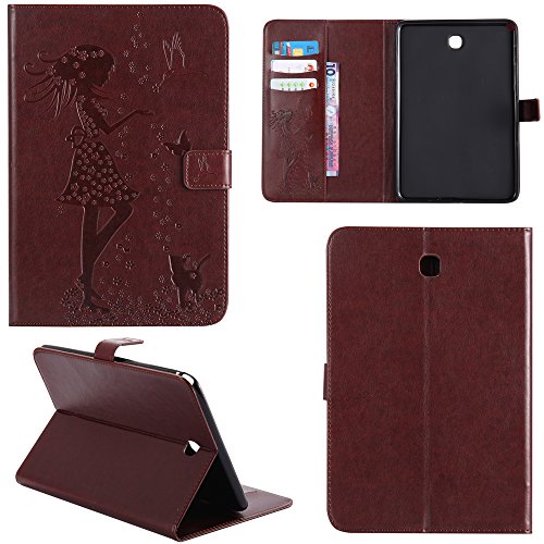 Ooboom® Samsung Galaxy Tab A 8.0 Hülle Smart Cover Prägen Mädchen Muster Flip PU Leder Tasche Brieftasche Wallet Case für Samsung Galaxy Tab A 8.0 - Braun von Ooboom