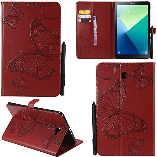 Ooboom® Samsung Galaxy Tab E 9.6 Hülle 3D Schmetterling Muster Prämie PU Leder Schutzhülle Tasche Smart Cover Case Flip Wallet Brieftasche Ständer für Samsung Galaxy Tab E 9.6 - Rot von Ooboom