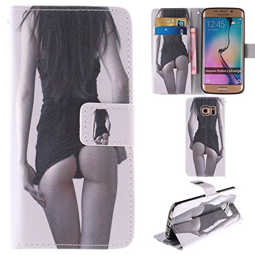 Ooboom® Schutzhülle für Samsung Galaxy A7, PU-Leder-Flip Case, Standfunktion, mit Kreditkartenschlitzen, Magnetverschluss Samsung Galaxy S6 Edge Sexy Dame. von Ooboom