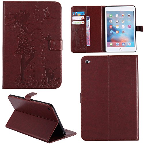 Ooboom® iPad Mini1/2/3 Hülle Smart Cover Prägen Mädchen Muster Flip PU Leder Tasche Brieftasche Wallet Case für iPad Mini1/2/3 - Braun von Ooboom