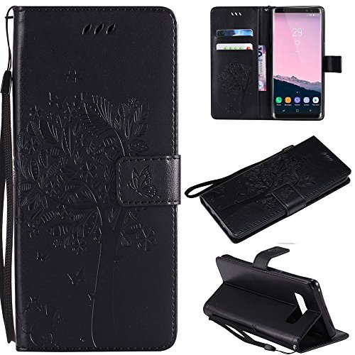 Ooboom Samsung Galaxy J2 Core Hülle Katze Baum Muster Flip PU Leder Schutzhülle Handy Tasche Case Cover Standfunktion mit Kartenfächer für Samsung Galaxy J2 Core - Schwarz von Ooboom