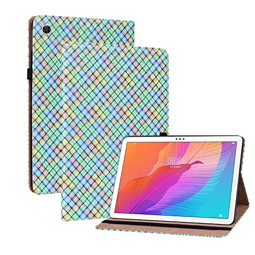 Oobooms Hülle für Huawei MatePad T10/T10s Tablet, Gewebte Muster Flip Folio Smart Cover PU Leder Schutzhülle Tasche Brieftasche Wallet Case Ständer Kartenfächer Gummiband - Irisierend von Oobooms