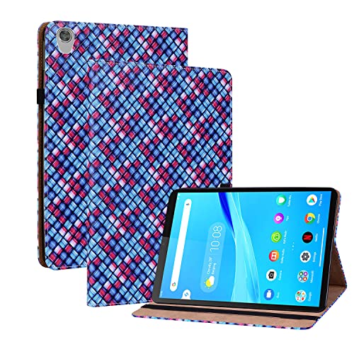Oobooms Hülle für Lenovo Tab M8 8" HD Tablet, Gewebte Muster Flip Folio Smart Cover PU Leder Schutzhülle Tasche Brieftasche Wallet Case Ständer Kartenfächer Gummiband - Blau von Oobooms