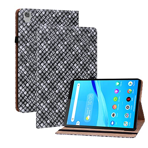 Oobooms Hülle für Lenovo Tab M8 8" HD Tablet, Gewebte Muster Flip Folio Smart Cover PU Leder Schutzhülle Tasche Brieftasche Wallet Case Ständer Kartenfächer Gummiband - Schwarz von Oobooms