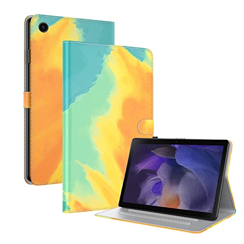 Oobooms Hülle für Realme Pad, Malerei Design Magnetische Flip Folio Smart Cover PU Leder Schutzhülle Tasche Brieftasche Wallet Case Ständer mit Kartenfächer - Gelb Blau von Oobooms