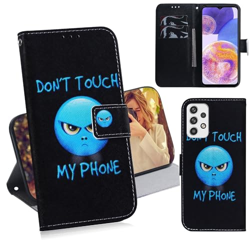 Oobooms Hülle für Samsung Galaxy A52 5G, Flip PU Leder Schutzhülle Handy Tasche Case Cover Wallet Standfunktion mit Kartenfächer Magnetverschluss - Don't Touch von Oobooms