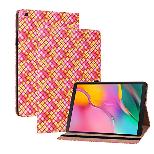 Oobooms Hülle für Samsung Galaxy Tab A 10,1" 2019 T510/T515, Gewebte Muster Flip Folio Smart Cover PU Leder Schutzhülle Tasche Brieftasche Wallet Case Ständer Kartenfächer Gummiband - Rose von Oobooms