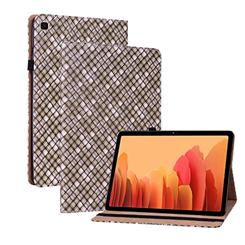 Oobooms Hülle für Samsung Galaxy Tab A7, Gewebte Muster Flip Folio Smart Cover PU Leder Schutzhülle Tasche Brieftasche Wallet Case Ständer Kartenfächer Gummiband - Braun von Oobooms