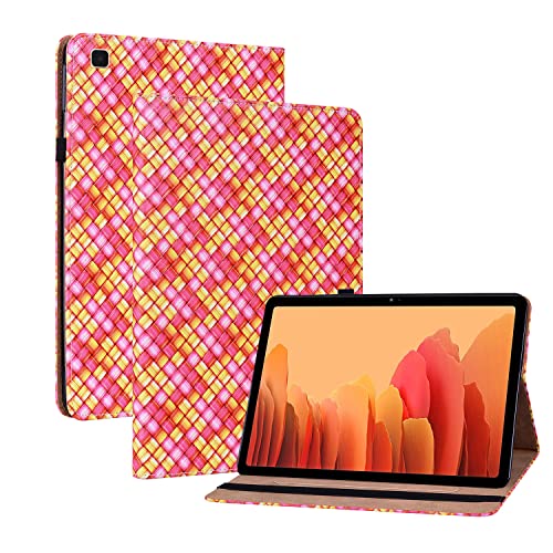 Oobooms Hülle für Samsung Galaxy Tab A7, Gewebte Muster Flip Folio Smart Cover PU Leder Schutzhülle Tasche Brieftasche Wallet Case Ständer Kartenfächer Gummiband - Rose von Oobooms