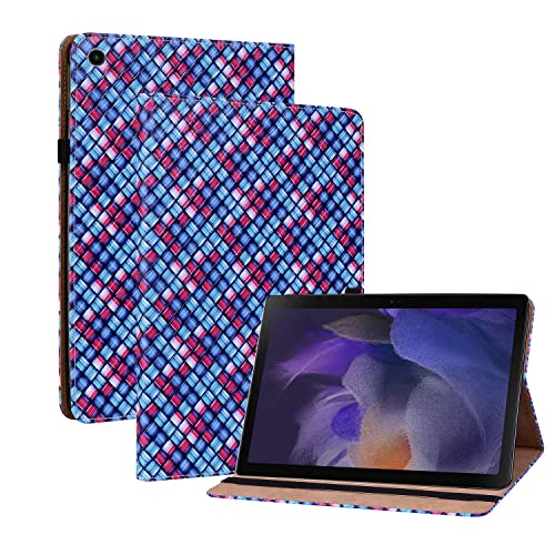 Oobooms Hülle für Samsung Galaxy Tab A8 10,5", Gewebte Muster Flip Folio Smart Cover PU Leder Schutzhülle Tasche Brieftasche Wallet Case Ständer Kartenfächer Gummiband - Blau von Oobooms