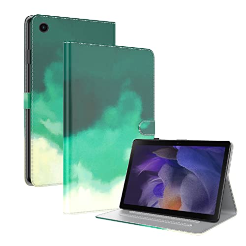 Oobooms Hülle für Samsung Galaxy Tab A8 10,5", Malerei Design Magnetische Flip Folio Smart Cover PU Leder Schutzhülle Tasche Brieftasche Wallet Case Ständer mit Kartenfächer - Grün von Oobooms