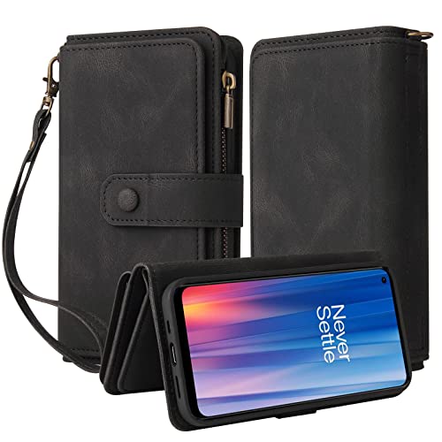 Oobooms Reißverschluss Wallet Hülle für OnePlus Nord CE 2 5G, Schnalle Flip PU Leder Schutzhülle Klapphülle Zipper Handy Tasche Case Cover mit Silikon TPU Kartenfächer Stand - Schwarz Oobooms Reißverschluss Wallet Hülle für OnePlus Nord CE 2 5G, Schnalle Flip PU Leder Schutzhülle Klapphülle Zipper Handy Tasche Case Cover mit Silikon TPU Kartenfächer Stand - Schwarz von Oobooms