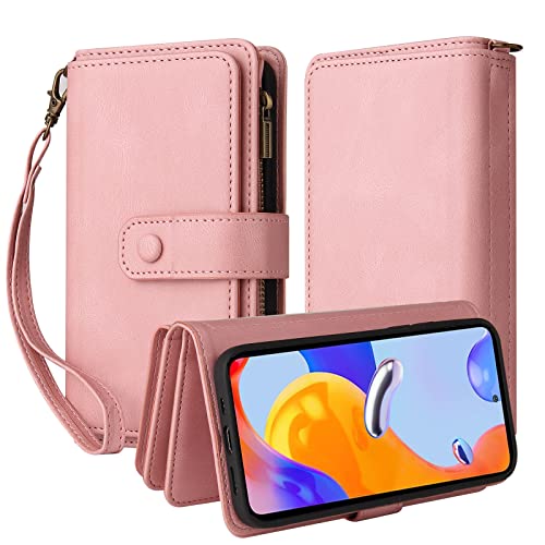 Oobooms Reißverschluss Wallet Hülle für Xiaomi Redmi Note 11 Pro 5G/4G, Schnalle Flip PU Leder Schutzhülle Klapphülle Zipper Handy Tasche Case Cover mit Silikon TPU Kartenfächer Stand - Rosa Oobooms Reißverschluss Wallet Hülle für Xiaomi Redmi Note 11 Pro 5G/4G, Schnalle Flip PU Leder Schutzhülle Klapphülle Zipper Handy Tasche Case Cover mit Silikon TPU Kartenfächer Stand - Rosa von Oobooms