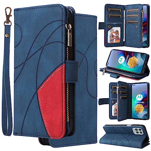 Oobooms Zipper Hülle für Motorola Moto Edge S/G100, Magnetische Flip PU Leder Schutzhülle Klapphülle Handy Tasche Case Wallet Cover mit Silikon TPU Kartenfächer Stand - Blau Oobooms Zipper Hülle für Motorola Moto Edge S/G100, Magnetische Flip PU Leder Schutzhülle Klapphülle Handy Tasche Case Wallet Cover mit Silikon TPU Kartenfächer Stand - Blau von Oobooms
